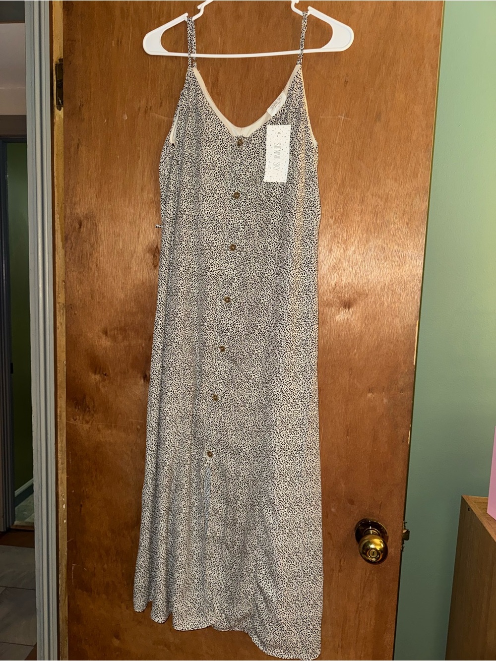 Sienna Sky Black and White Button-Front Maxi Dress